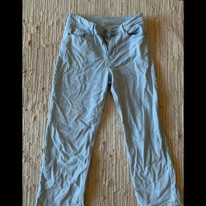 High waisted straight leg striped jeans